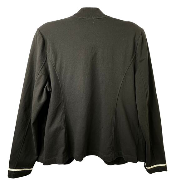 XL Tommy Hilfiger Black White Band Jacket Military Silver Button Statement Punk - Picture 6 of 9